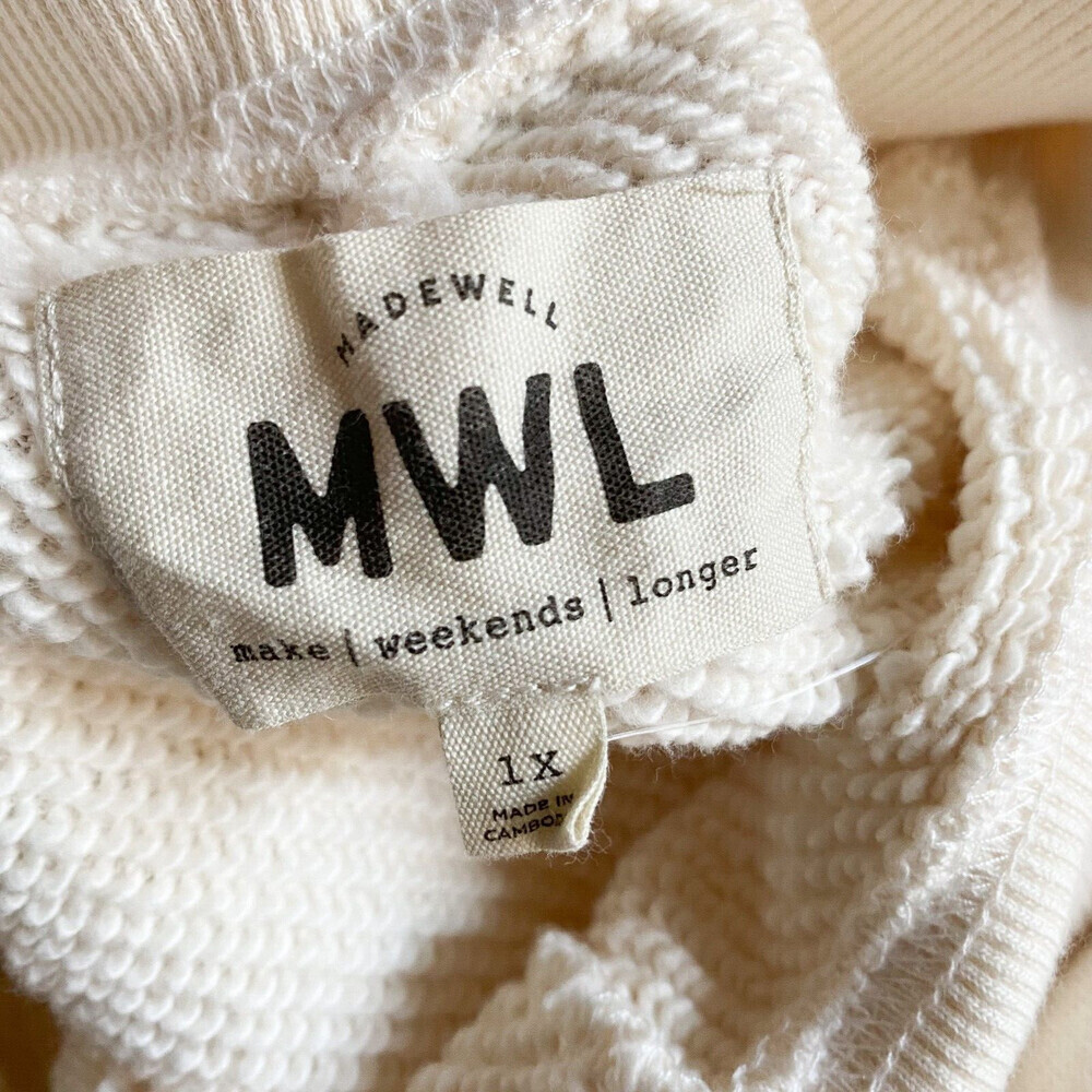 NWT Madewell MWL Airyterry Sweatpants Stitched-Pocket plus 1X Cream Ivory - Picture 4 of 5